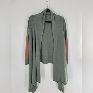 Cortland Park NWT Green Wrap Open Cardigan With Saddle Elbow Patches Size M